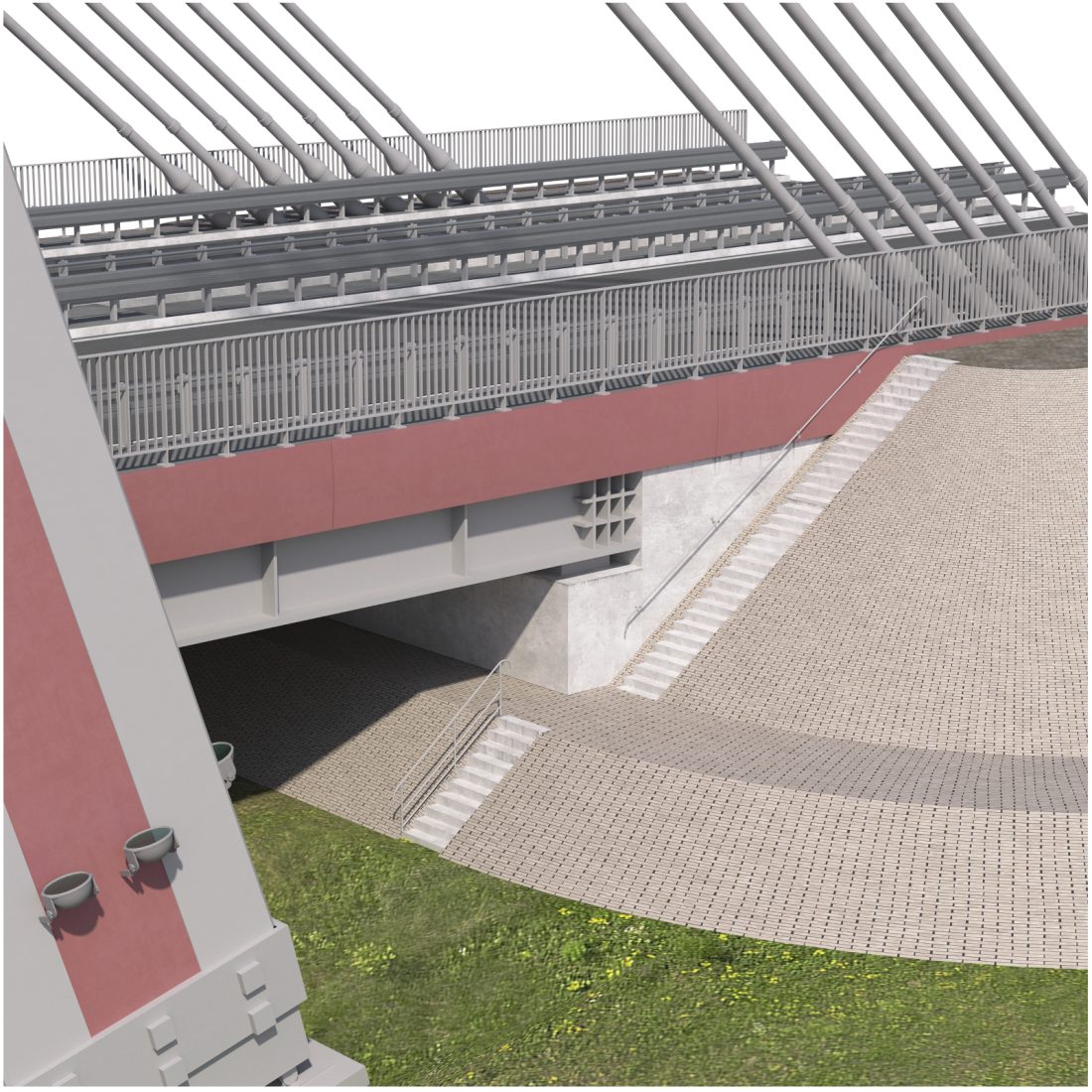 Bridge Span With A Suspension Structure - 3D Model for VRay, Corona