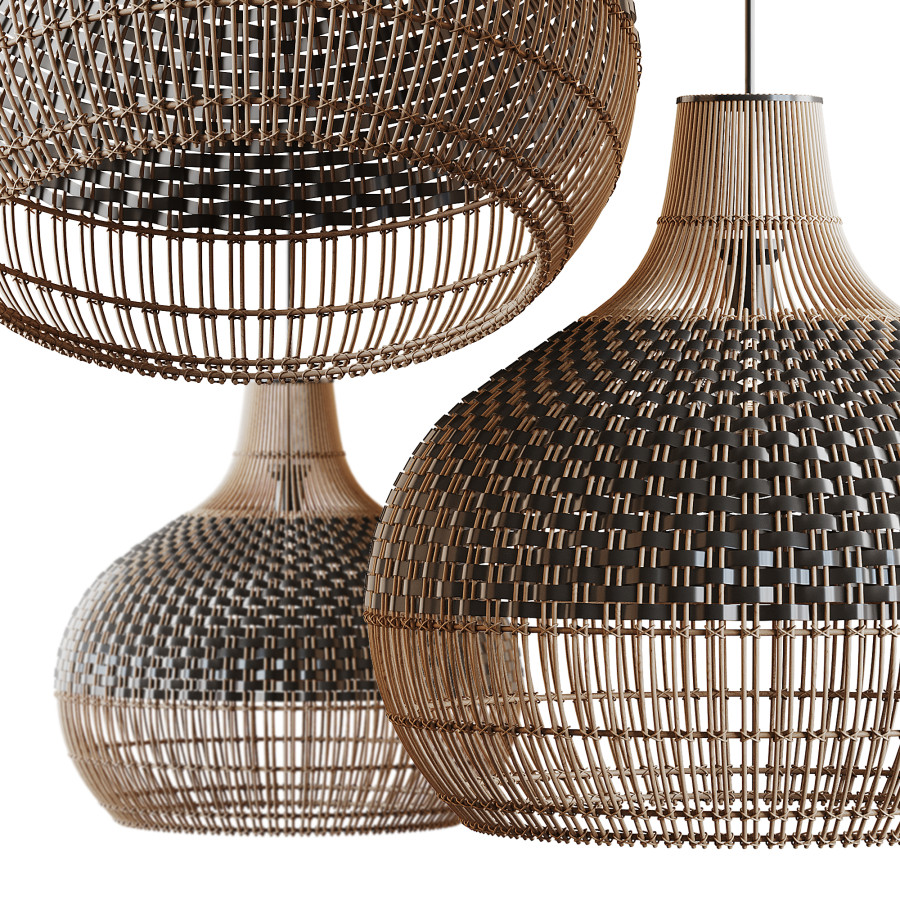 Handwoven Rattan Pendant Light Lampshade 3D Model for Corona | CGMood