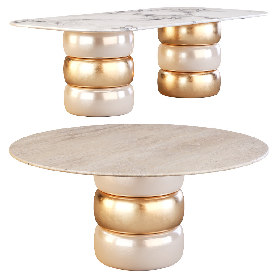 Giulio Marelli: Lua - Dining Tables Set 01 3D Model for Corona | CGMood