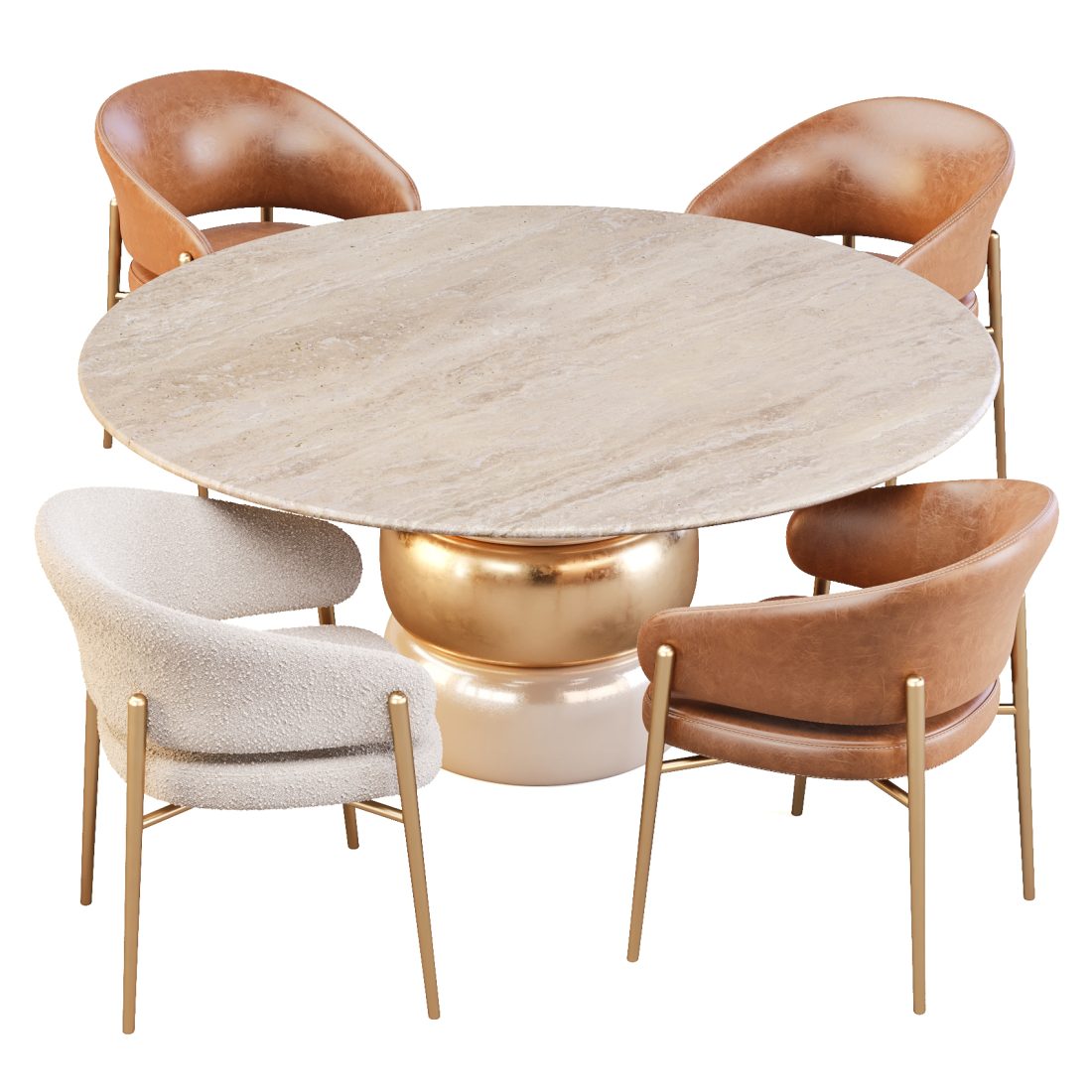 Lua Table And Linda Chairs - Dining Set 3D Model for Corona | CGMood