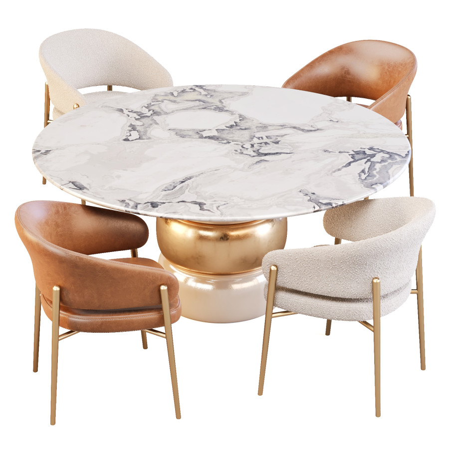 Lua Table And Linda Chairs - Dining Set 3D Model for Corona | CGMood