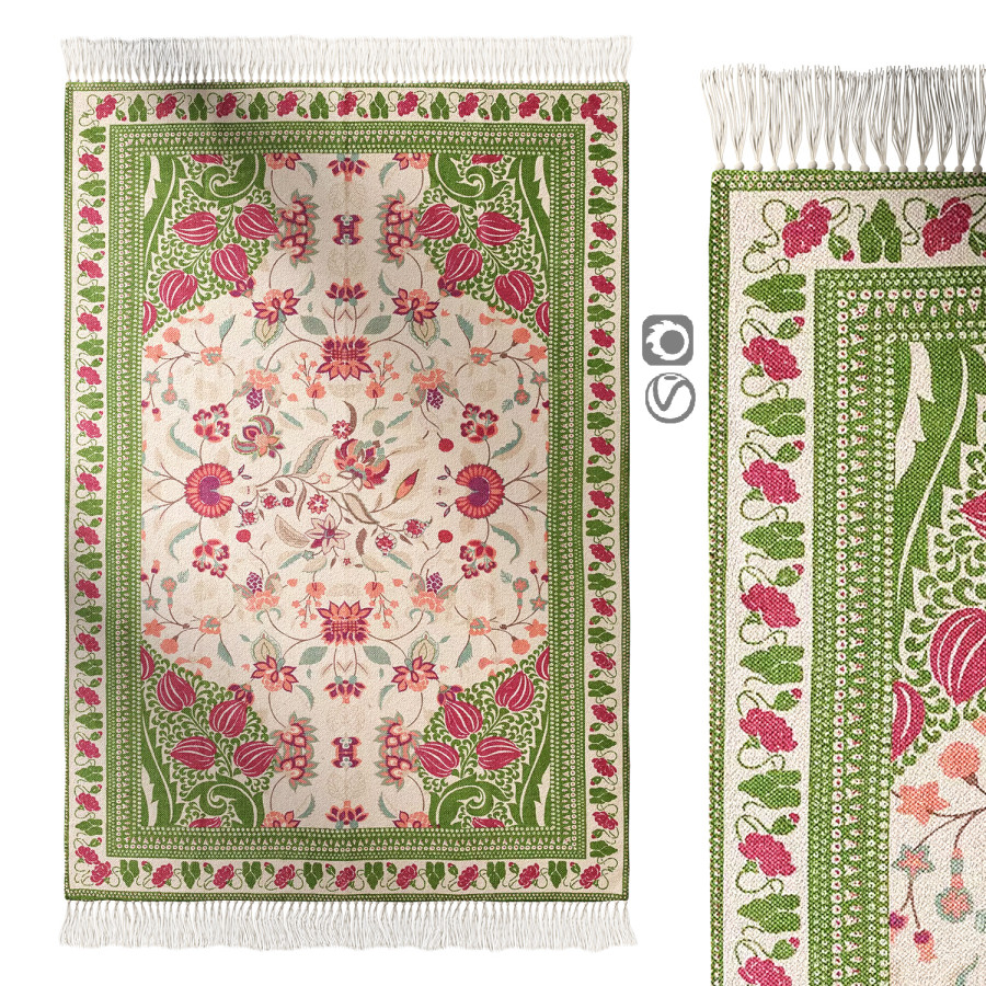 Art Deco Tulip Floral Printed Rug 3D Model for VRay, Corona | CGMood