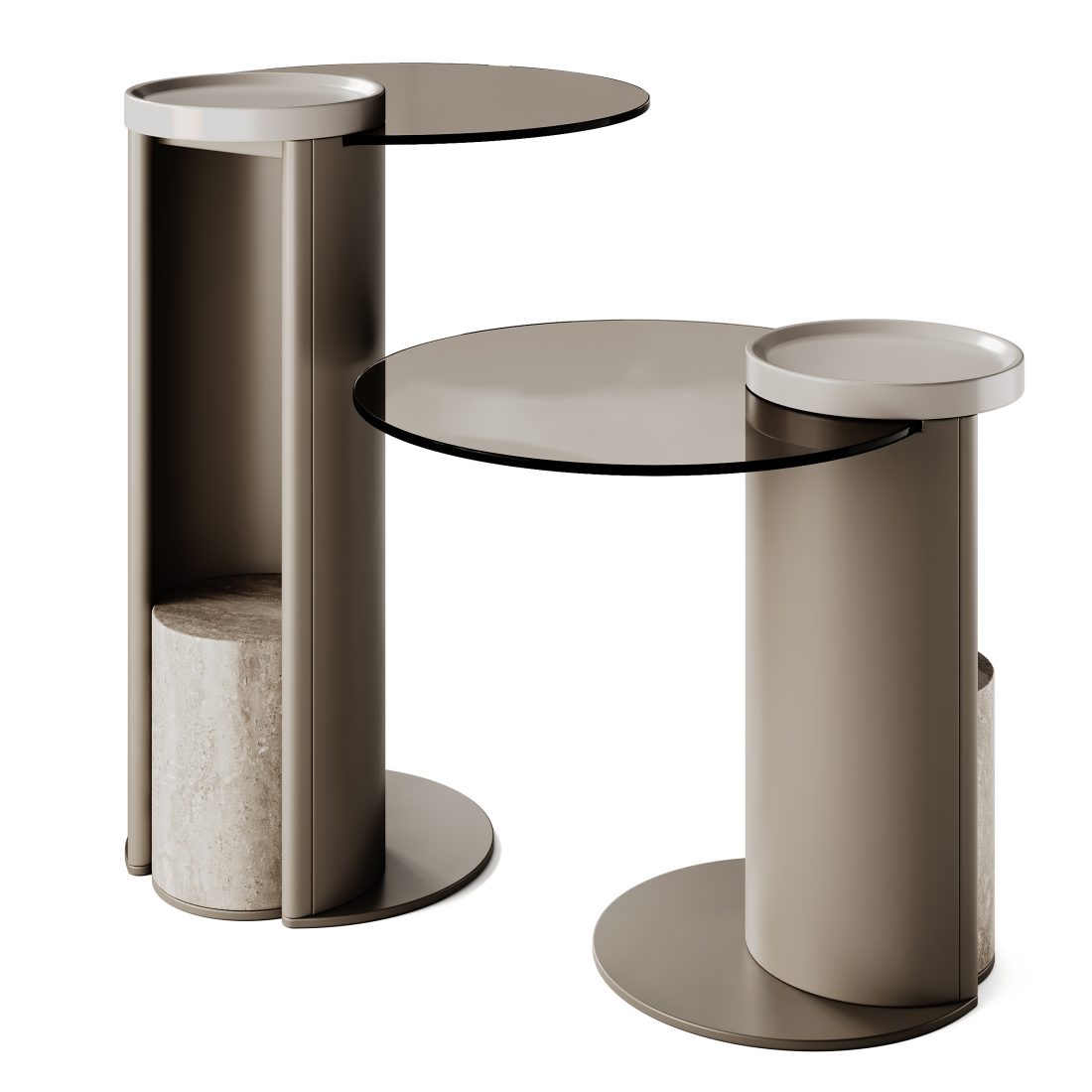 Turri Nook Round Glass Coffee Tables - 3D Model for Corona