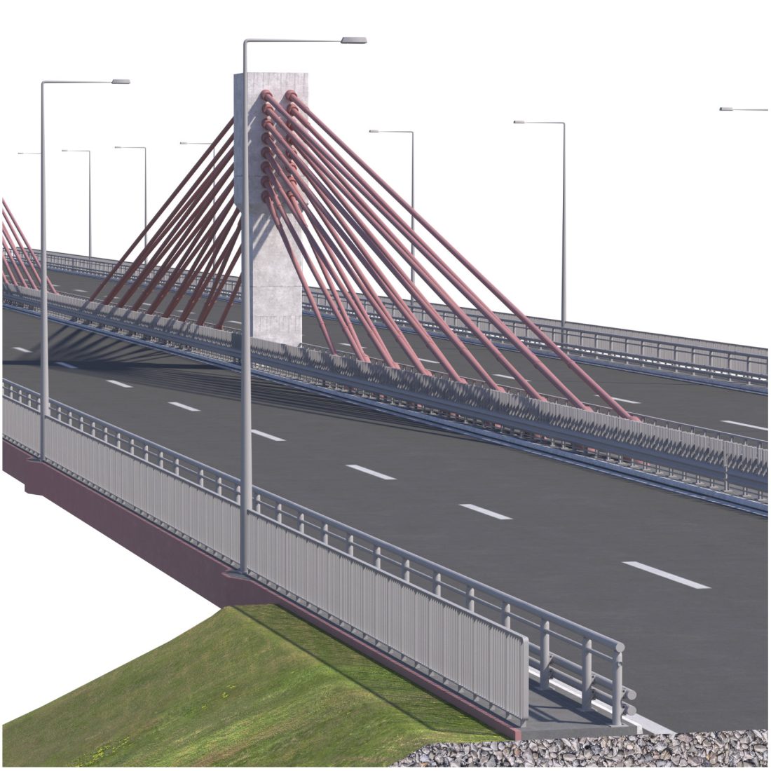 Bridge Span With A Suspension Structure And One Su - 3D Model for VRay