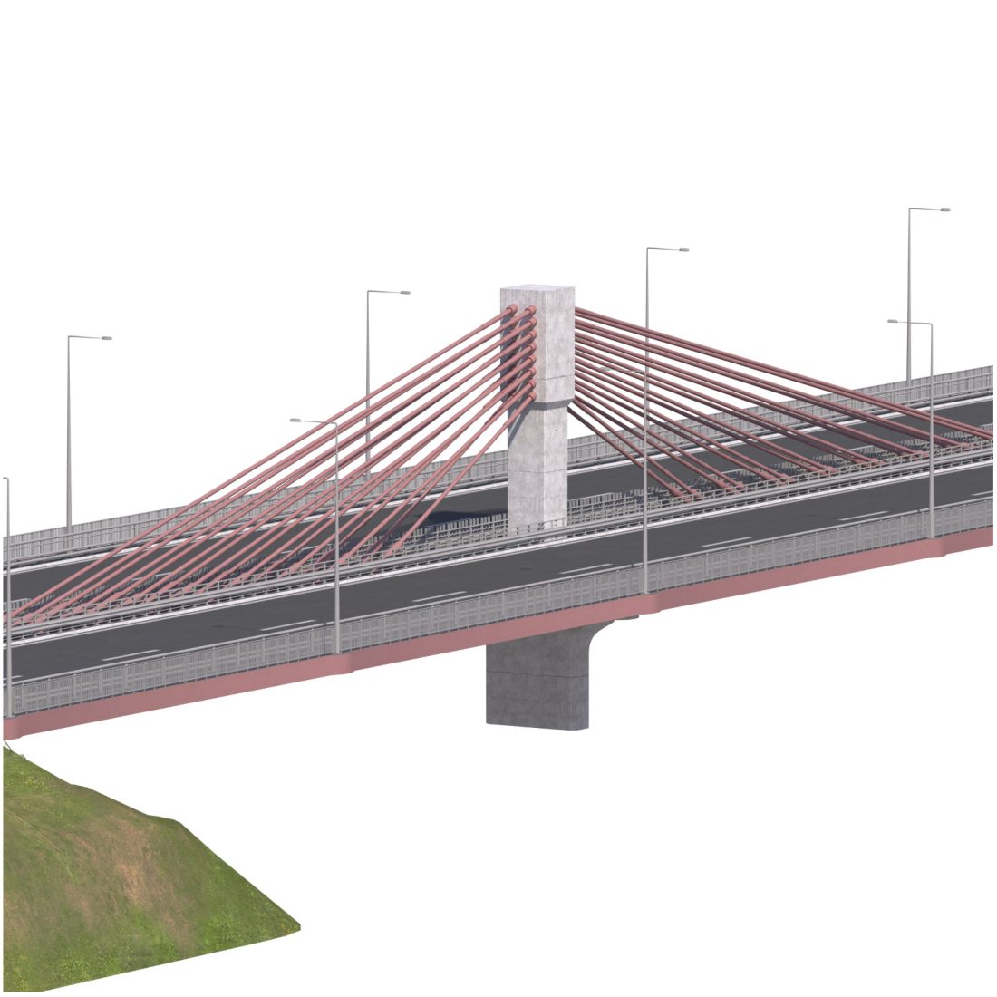 Bridge Span With A Suspension Structure And One Su - 3D Model for VRay