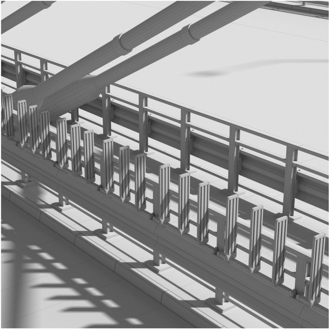 Bridge Span With A Suspension Structure And One Su - 3D Model for VRay