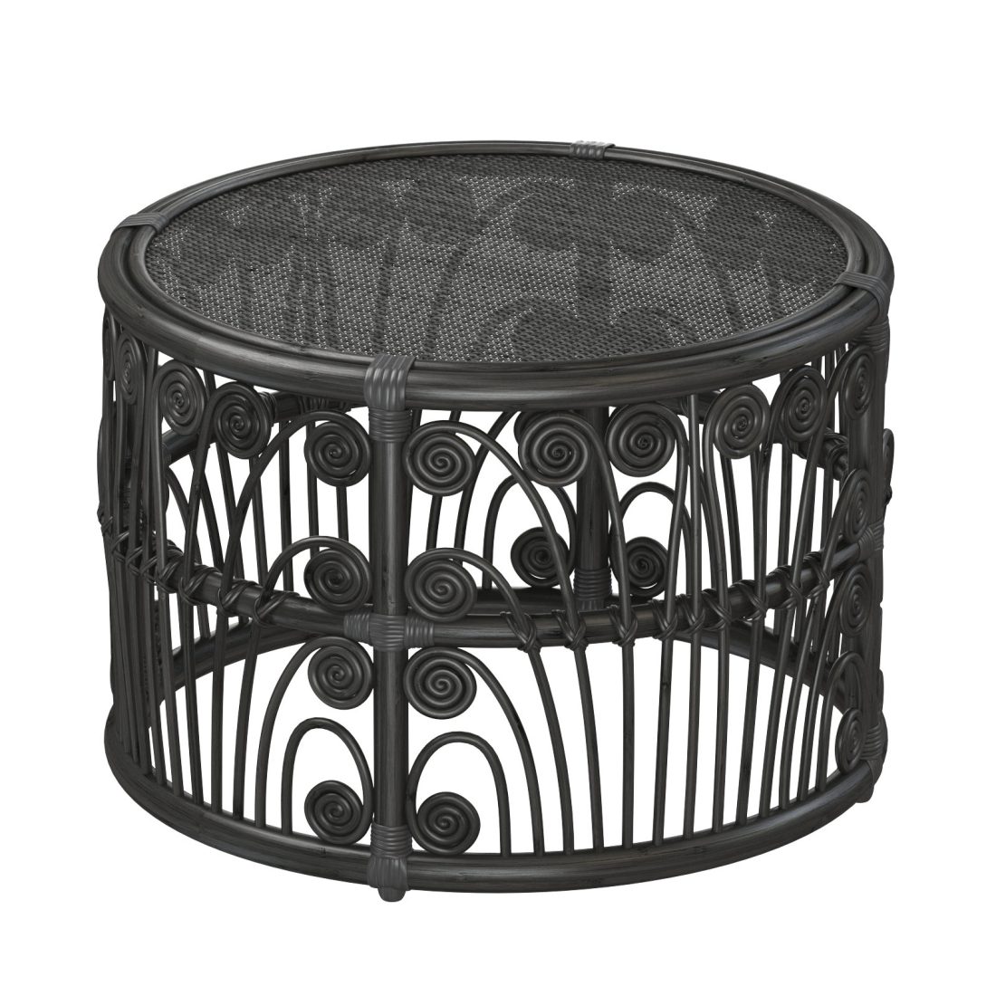 Black Bamboo Round Table With Rattan Tabletop 3D Model for VRay | CGMood