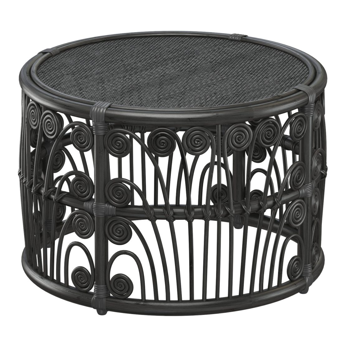 Black Bamboo Round Table With Rattan Tabletop 3D Model for VRay | CGMood
