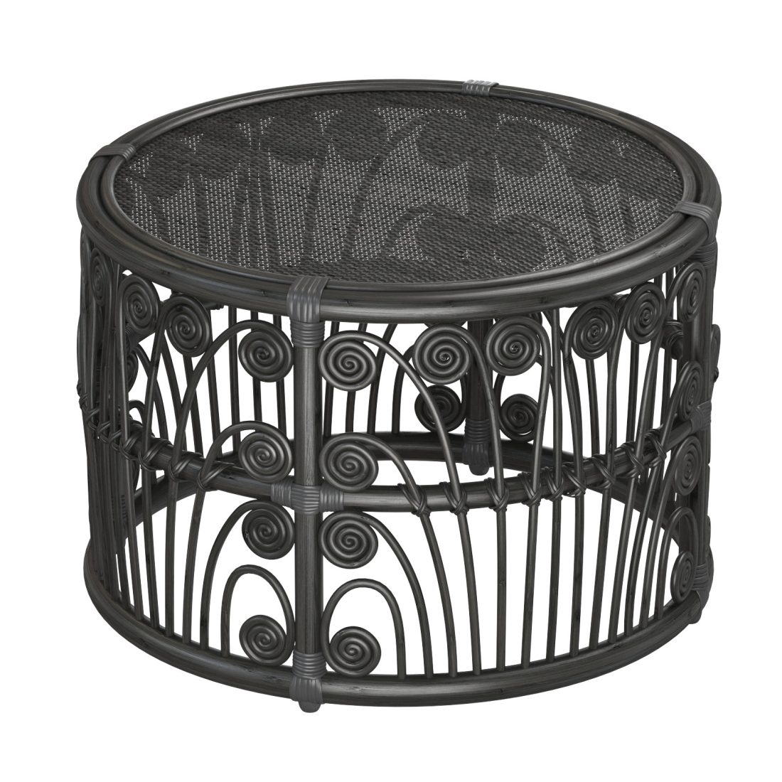 Black Bamboo Round Table With Rattan Tabletop 3D Model for VRay | CGMood