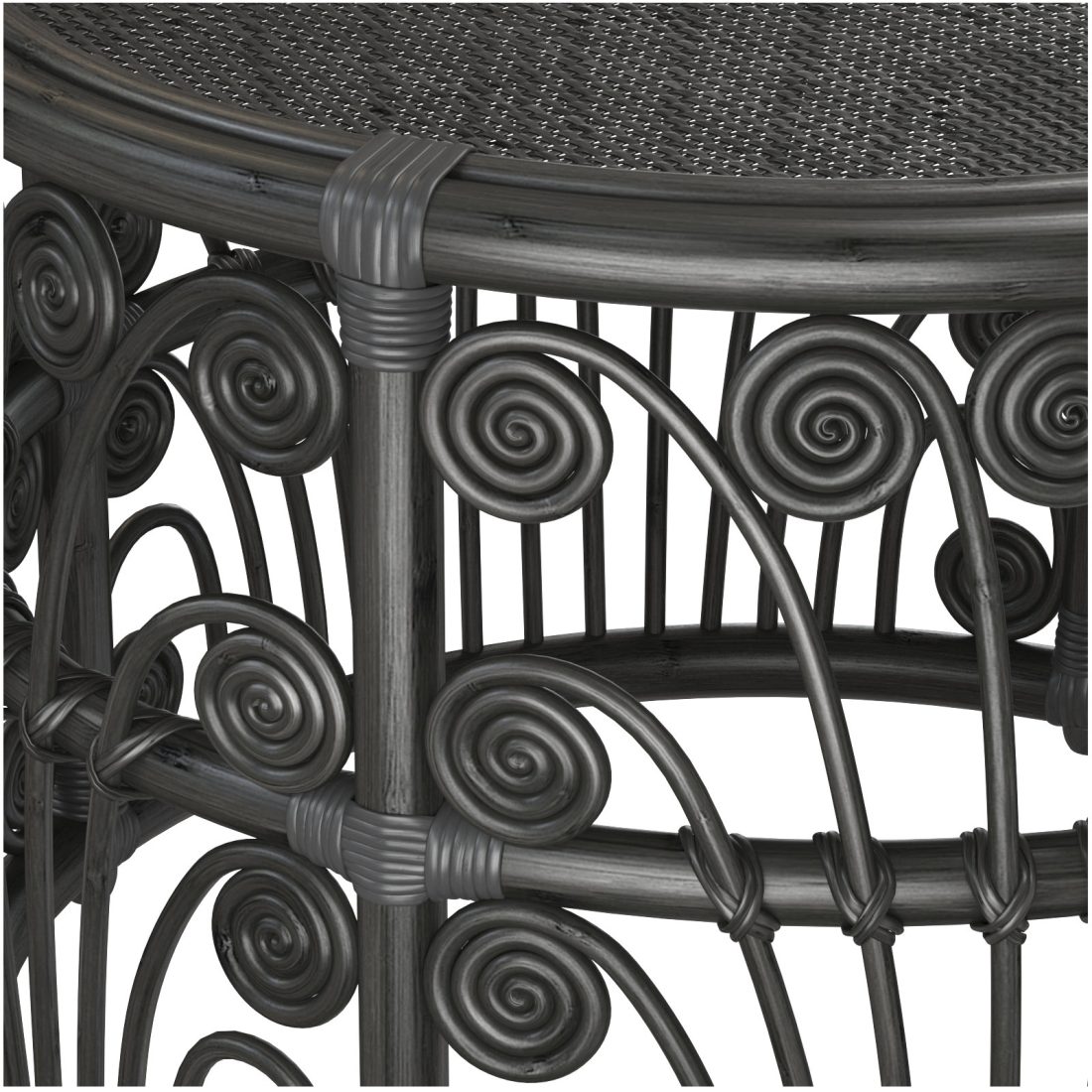 Black Bamboo Round Table With Rattan Tabletop 3D Model for VRay | CGMood