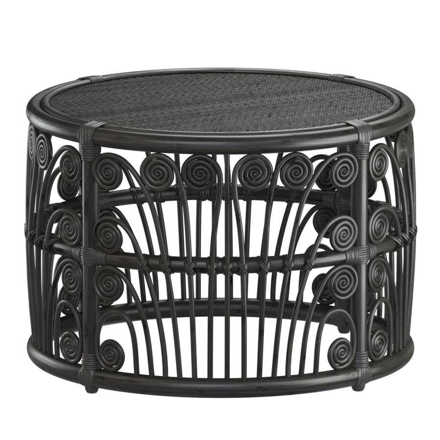 Black Bamboo Round Table With Rattan Tabletop 3D Model for VRay | CGMood