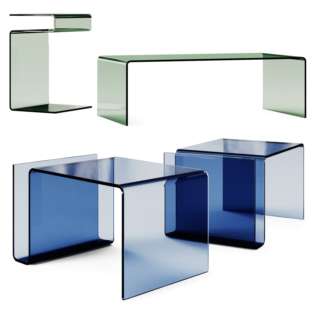 Sklum Crhis And Diora Glass Coffee Tables 3D Model for Corona | CGMood