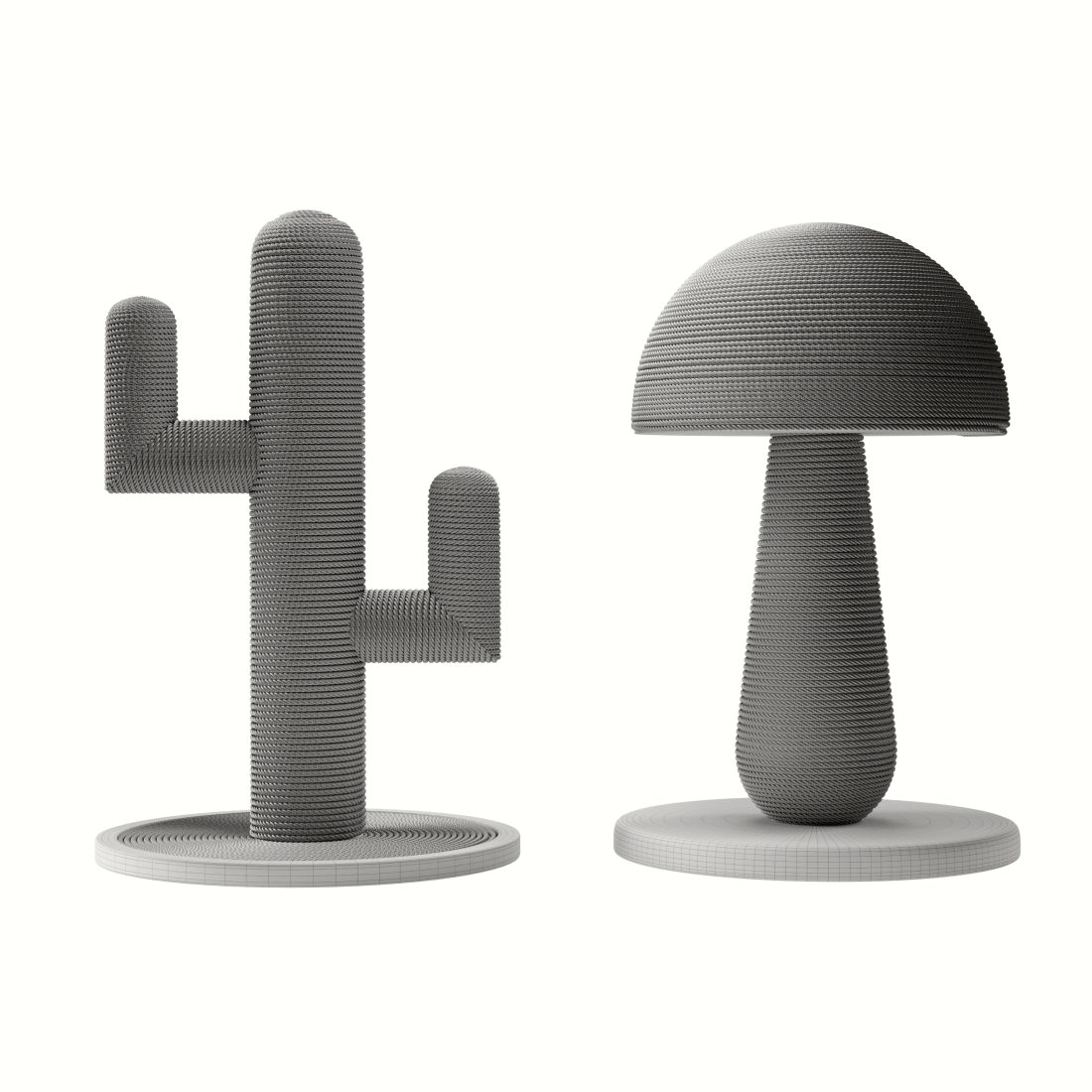 Cat Scratching Post Set - Cactus And Mushroom 3D Model for Corona
