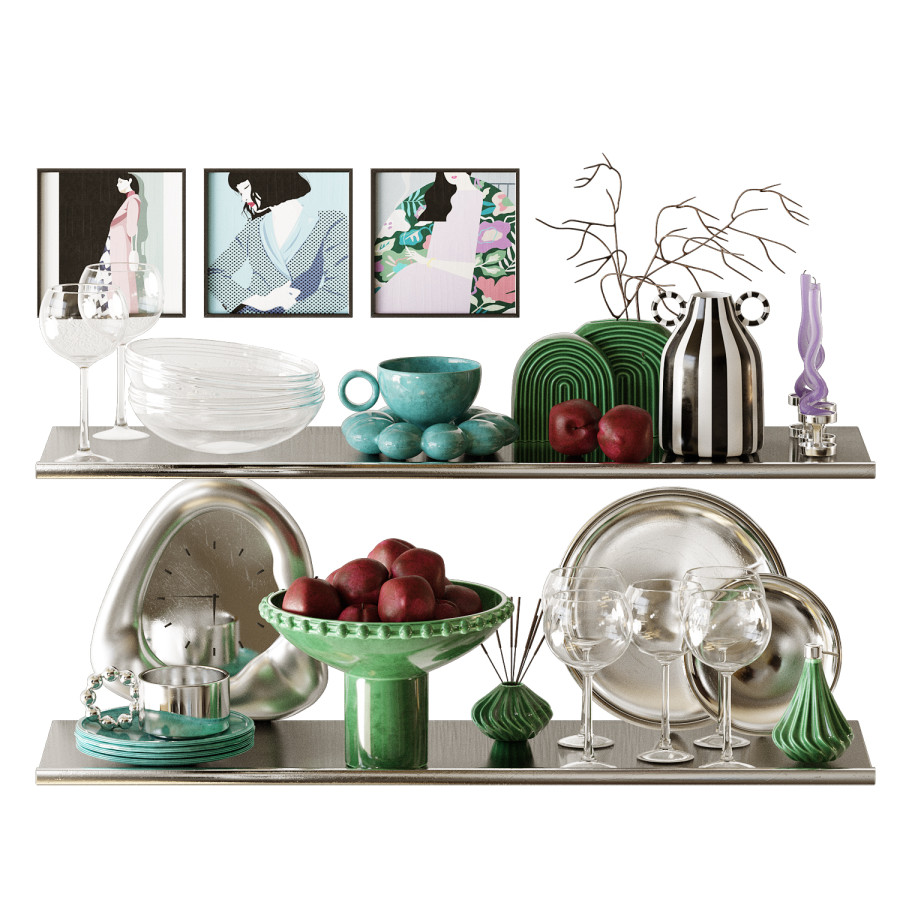 Retro Kitchen Set With Plums by RoutArt