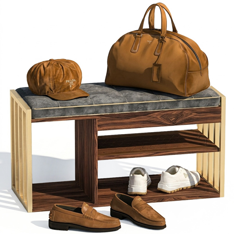 Bench Shoes Rack Sneakers Hat Bag Wardrobe Set Top by deckorator