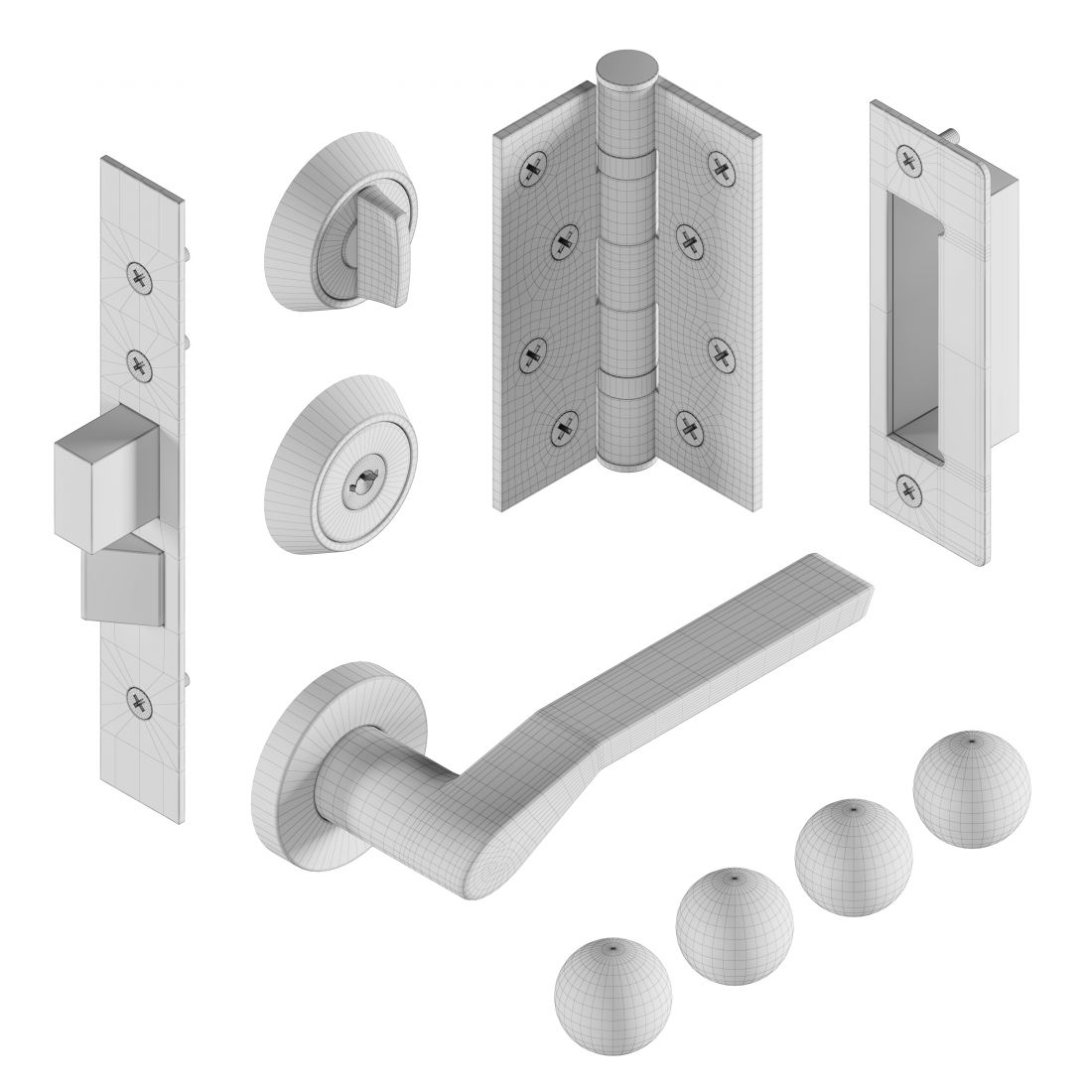 Door Hardware Miwa Type 34 3D Model for VRay, Corona | CGMood