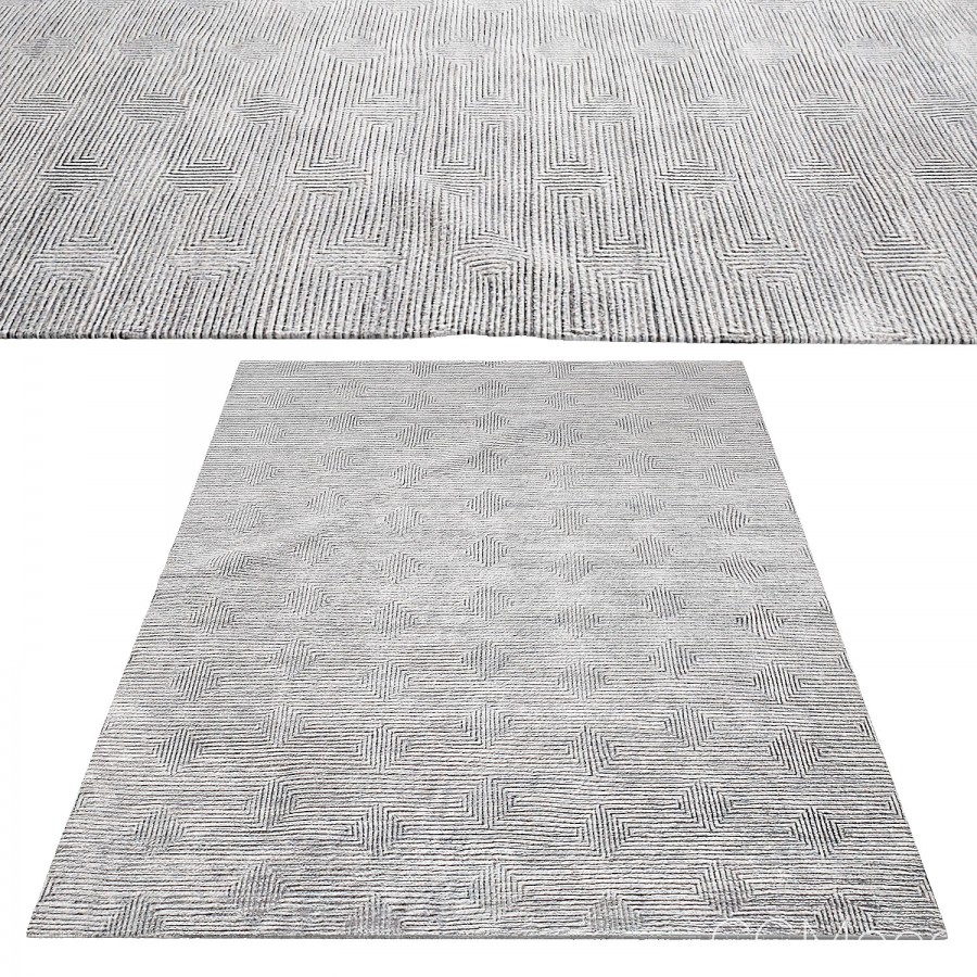 White Labyrinth Rug Texture Labyrinth Hand-knotted Rug - 3D Model for VRay, Corona
