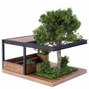 Landscape Furniture / Architecture Arbor With Tree