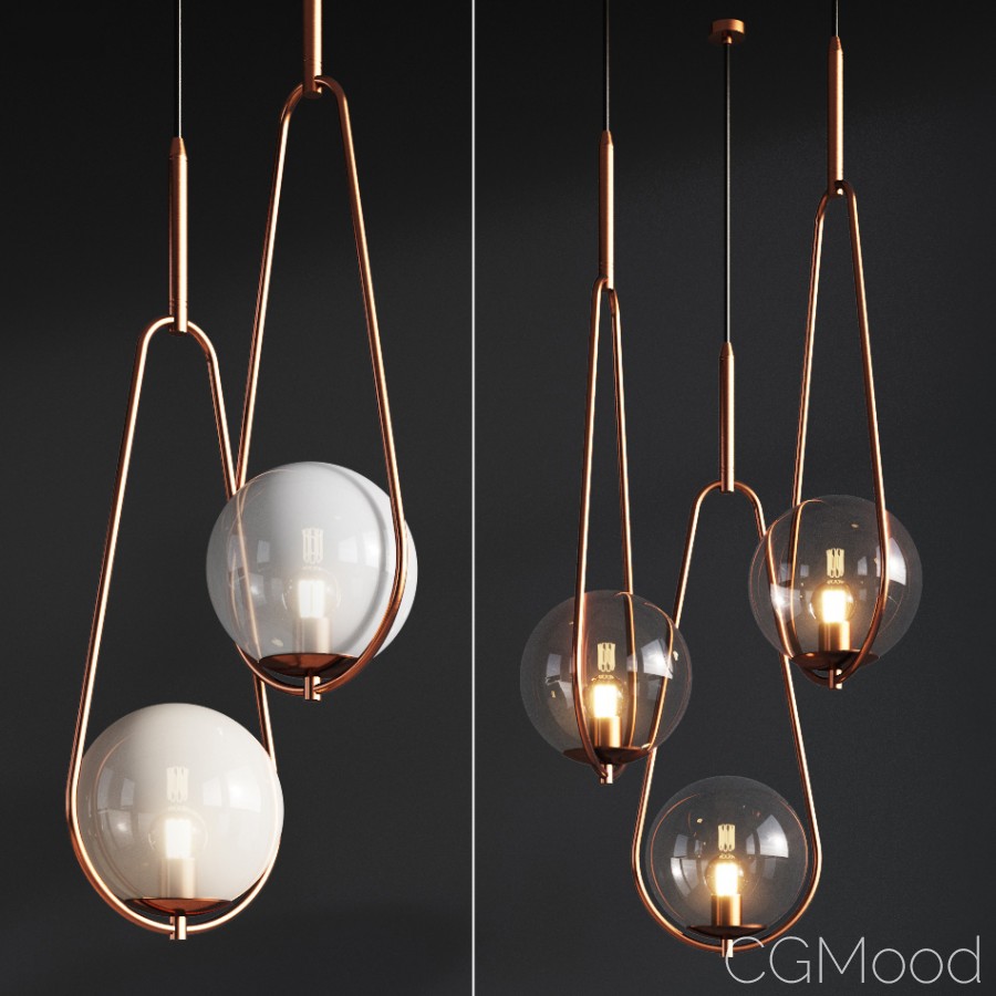 Pendant Lamp Loop Brass - 3D Model for VRay, Corona