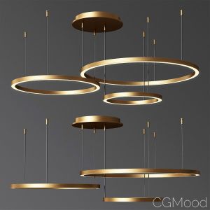 Art Deco Small & Large Hoops Led Ring Chandelier