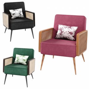 Arm Chair- Rattan Cane Velvet 3 Color (vray Versio