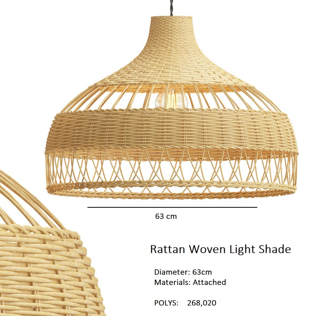 Collection Rattan Pendant Lights - 3D 
