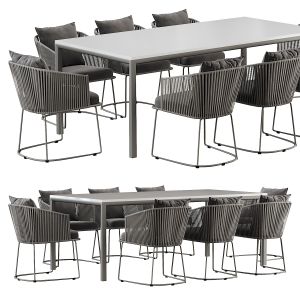 Outdoor Dining Set With Tempered Glass Top Table A