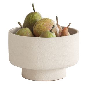 Organic Pears In Beige Ceramic Bowl