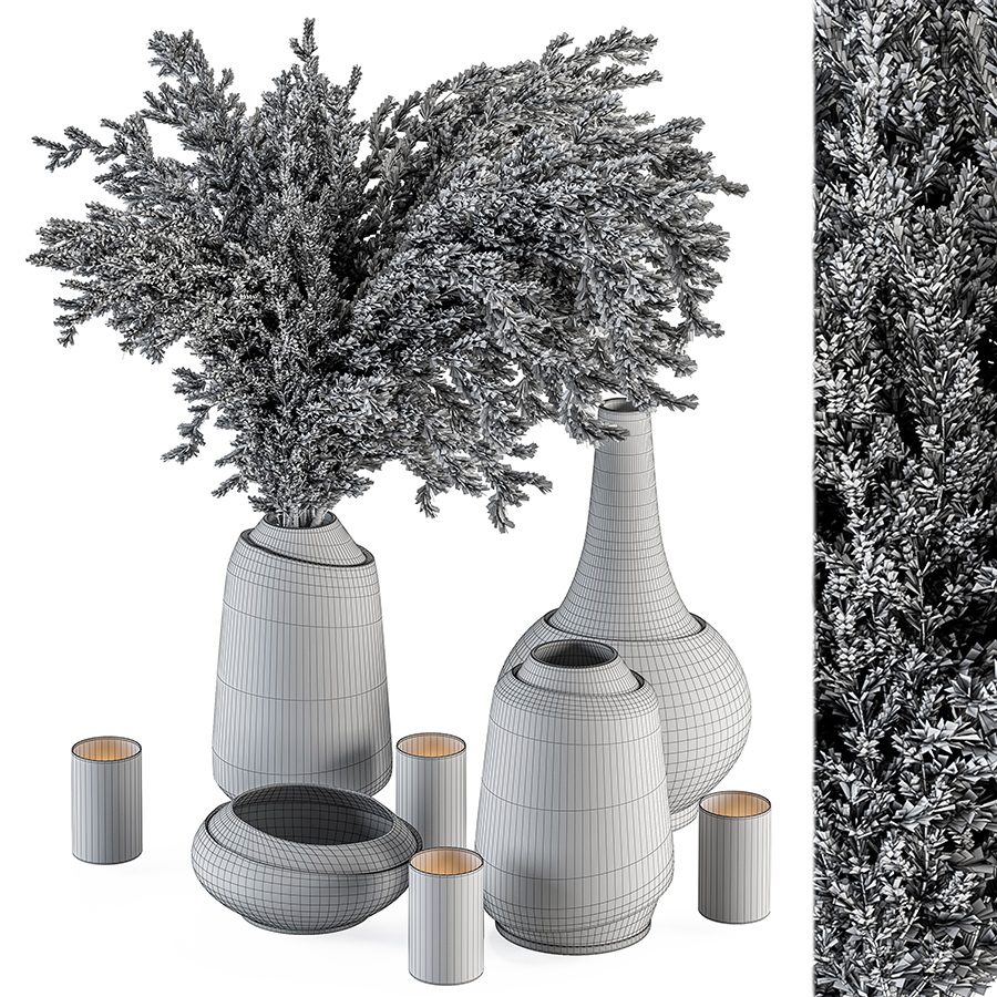 Vase And Plant Decorative Set - Set 80 3D Model for VRay, Corona | CGMood