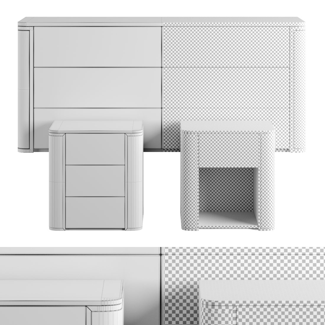 Fendi Casa Mercury Living Collection 3D Model for VRay, Corona