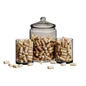A Jar With Wine Corks And A Candle