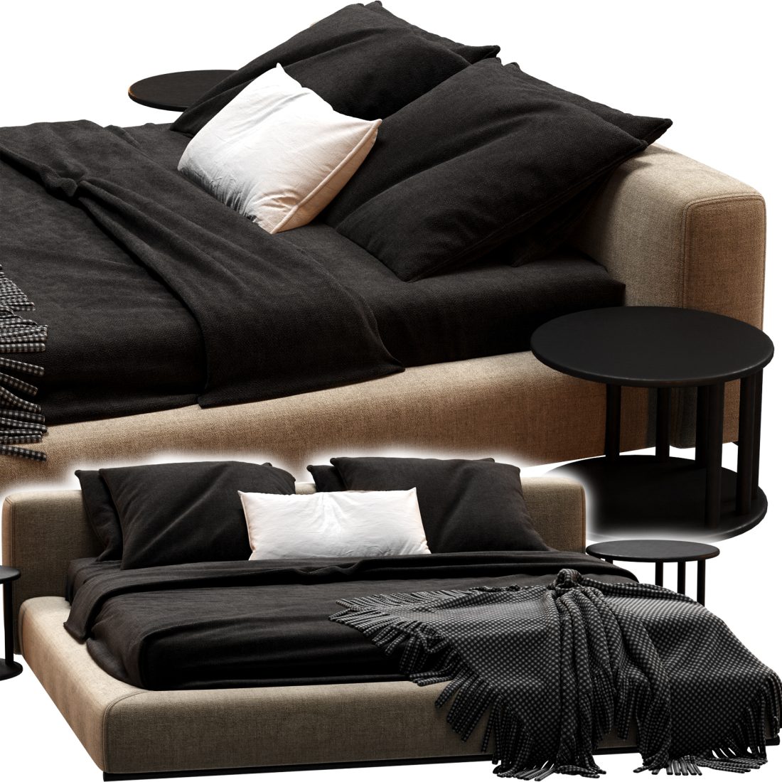 Flexform Bed Groundpiece 3D Model for Corona | CGMood