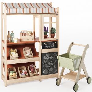 Coco Village Wooden Play Market Stand