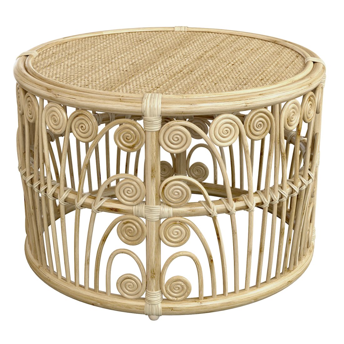 Bamboo Round Table With Rattan Tabletop 3D Model for VRay, Corona | CGMood