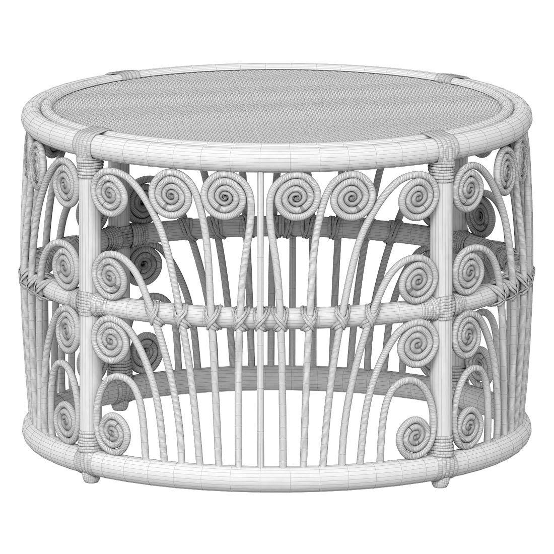 Bamboo Round Table With Rattan Tabletop 3D Model for VRay, Corona | CGMood
