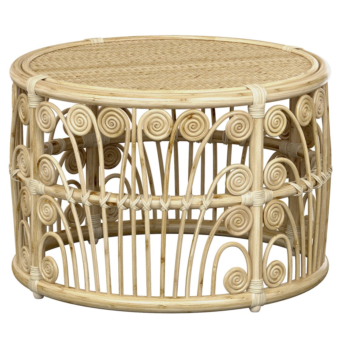 Bamboo Round Table With Rattan Tabletop 3D Model for VRay, Corona | CGMood