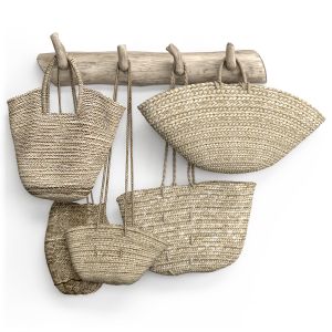 Wall Decor Set With Old Wicker Bags
