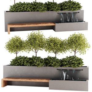 Urban Furniture Bench With Plants Set02