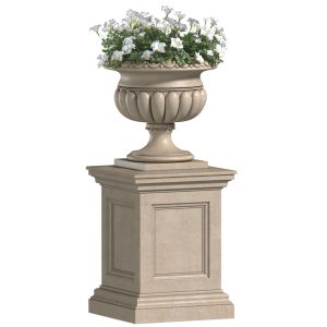 White Flowers In A Classic Flowerpot For Decoratin