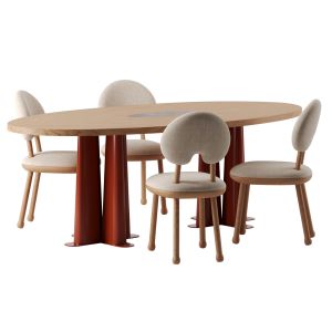 Roze Dining Table, Mr. Oops Chair