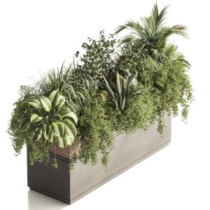Wooden And Metal Box Plants On Stand_set 118