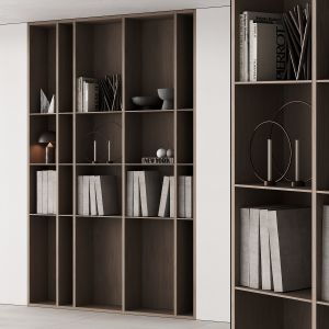 202 Bookcase And Rack 05 Wooden With Decor 01