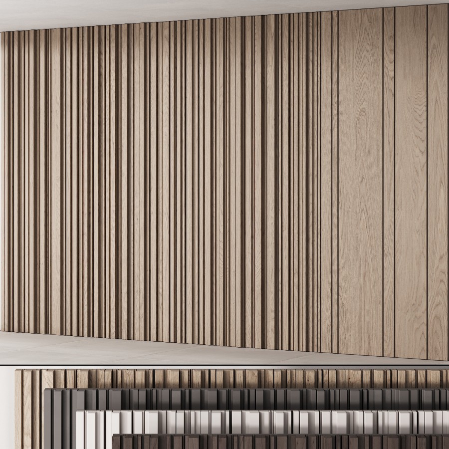 205 Wall Composition 04 Decorative Wall Panel Kit 3D Model for VRay ...