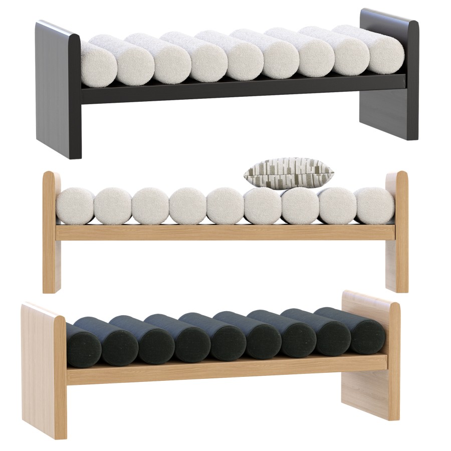 Boucle Fabric Wood Bench - 3D Model for Corona