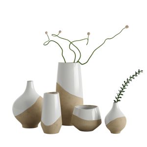 Half Dipped White Stoneware Vases 1