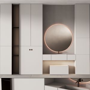 249 Bathroom Furniture Minimal Modern Round Mirror