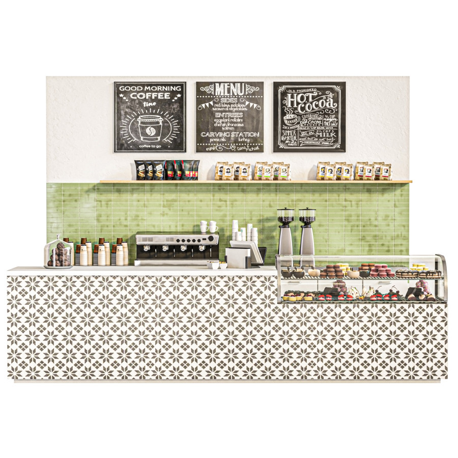 Coffee Point With Coffee Machine And Desserts 3D Model for Corona | CGMood
