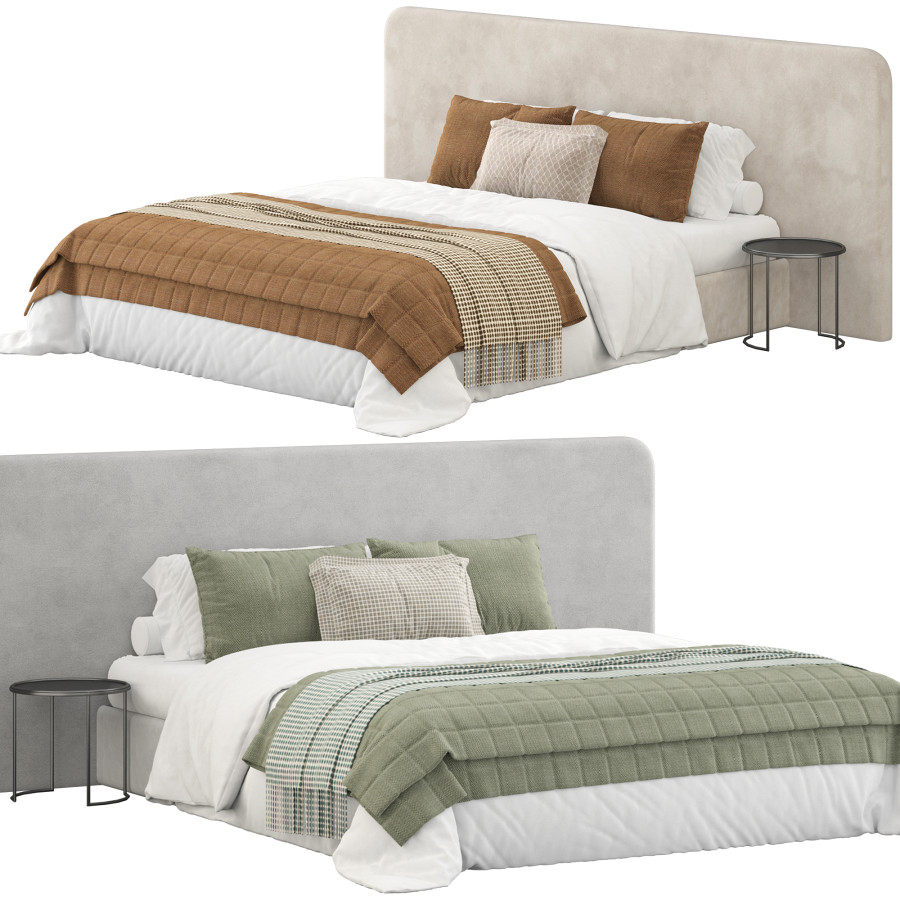 Snow Boucle Bed By Houseafisabella - 3D Model for VRay, Corona
