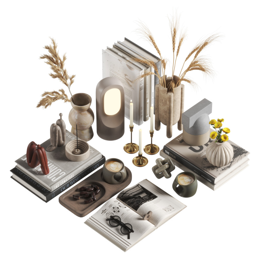 Decorative Set 06 - 3D Model for VRay, Corona