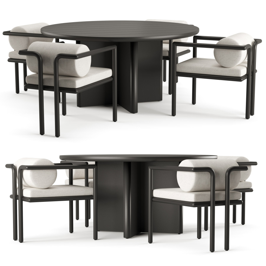Rh Palma Aluminum Round Dining Table - 3D Model for Corona